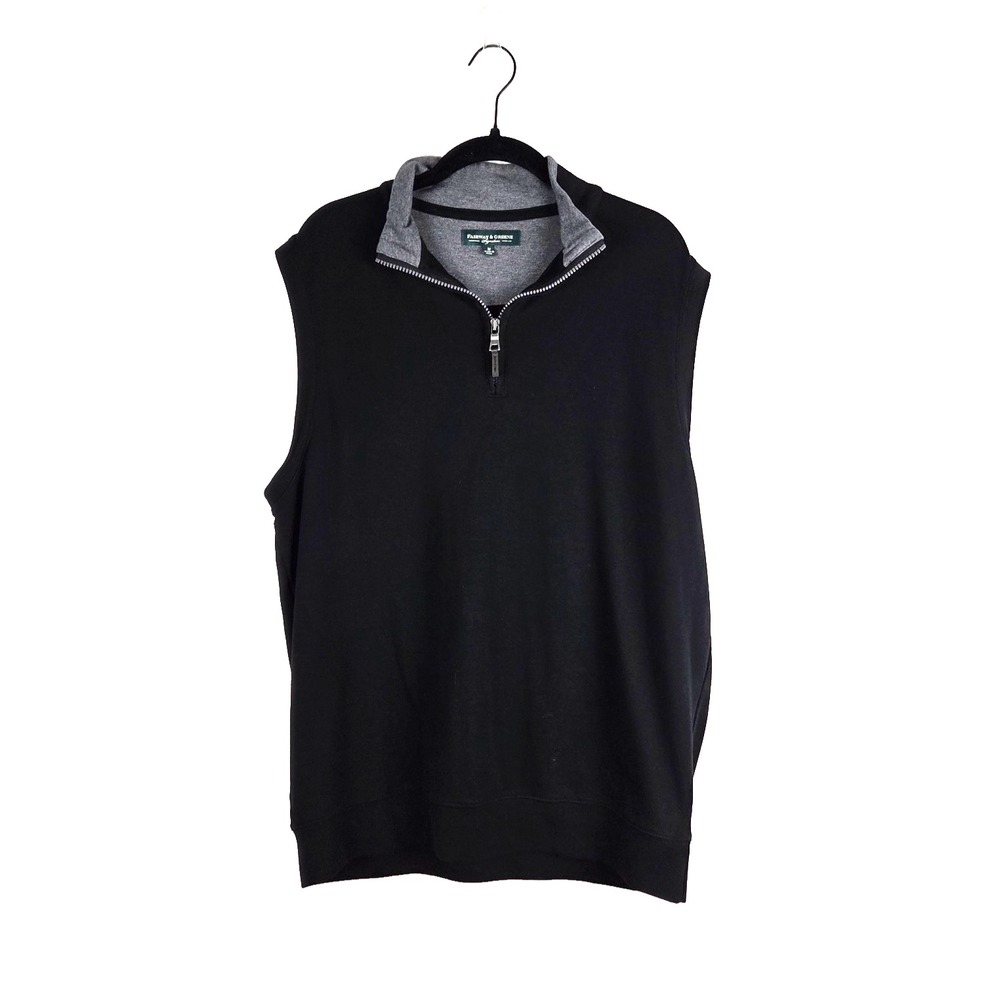 Fairway & Greene Men's Black Gray Pima Cotton 1/4 Zip Golf‎ Vest Size Medium
